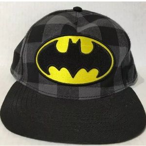 Batman Black & Gray Plaid Snapback Cap